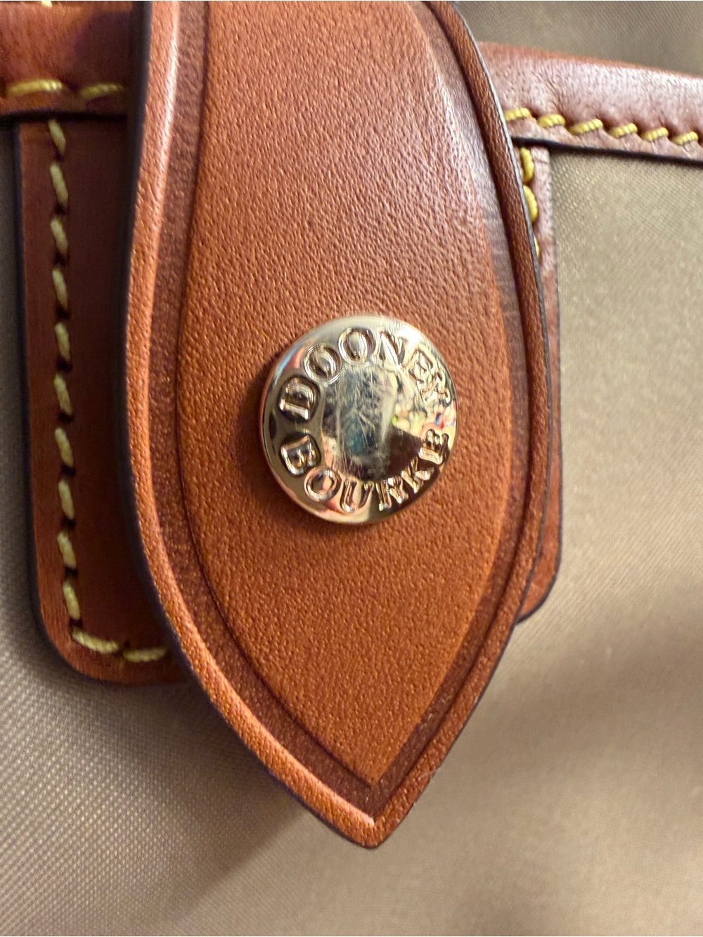 Dooney & Bourke Khaki and Tan Leather-Trim Messenger - Picture 3 of 16